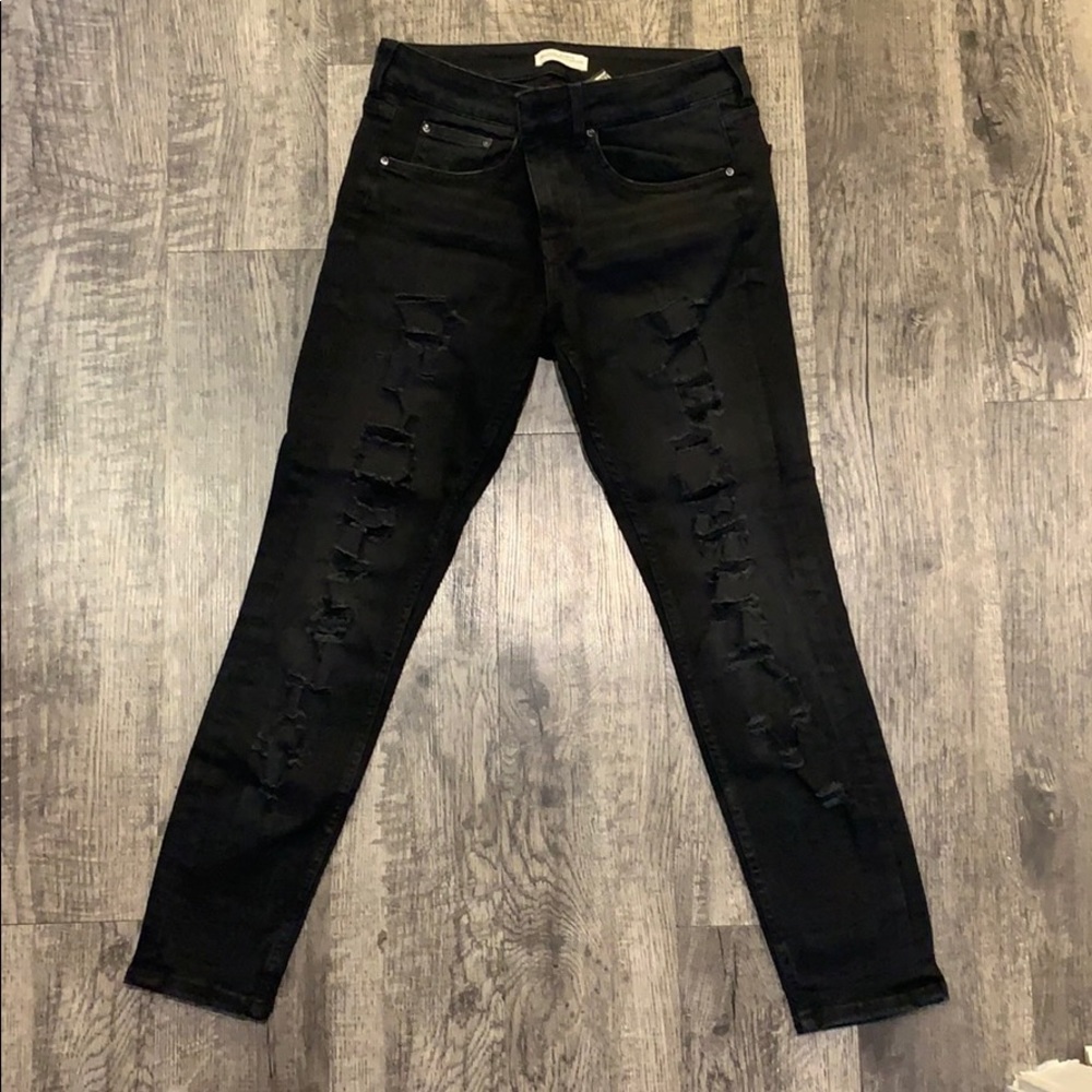 Zara Ripped Black Jeans